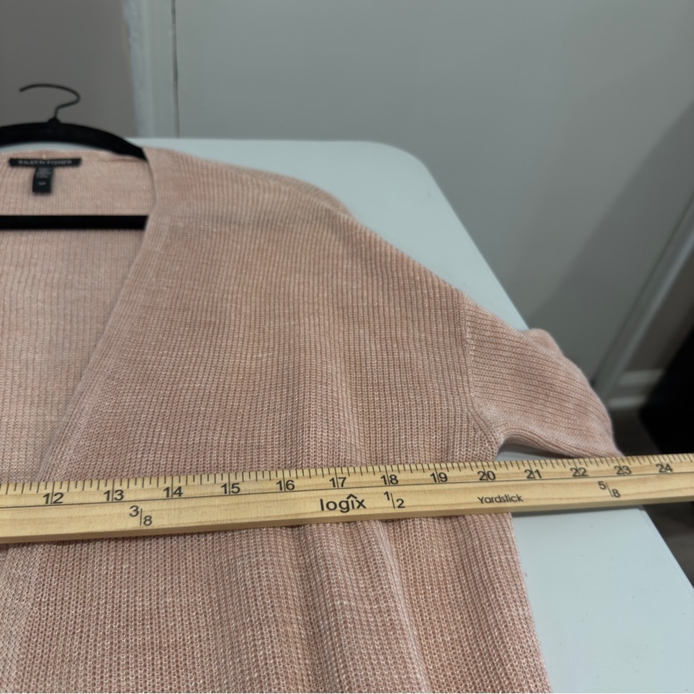 Eileen Fisher Organic Linen Open Knit Cardigan Pink Women Size S Lightweight - Picture 9 of 11
